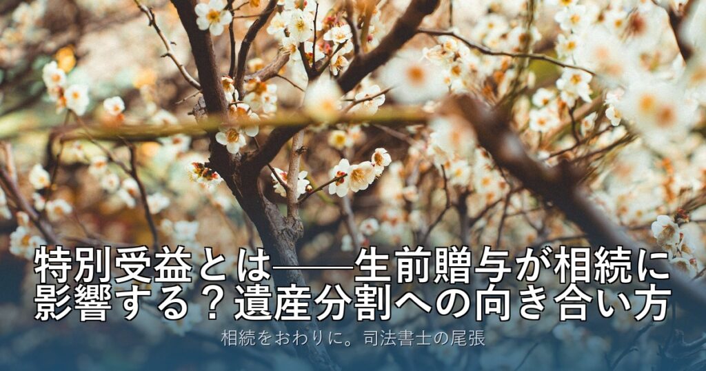 特別受益とは——生前贈与が相続に影響する？遺産分割への向き合い方