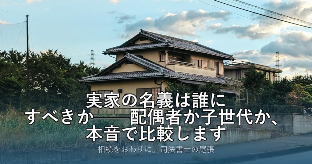 実家の名義は誰にすべきか——配偶者か子世代か、本音で比較します
