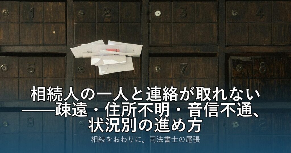 相続人の一人と連絡が取れない——疎遠・住所不明・音信不通、状況別の進め方