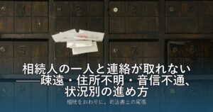 相続人の一人と連絡が取れない——疎遠・住所不明・音信不通、状況別の進め方