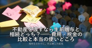 不動産を渡すなら生前贈与と相続どっち？——費用・税金の比較と本当の使いどころ