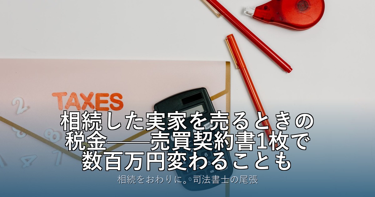 相続した実家を売るときの税金——売買契約書1枚で数百万円変わることも