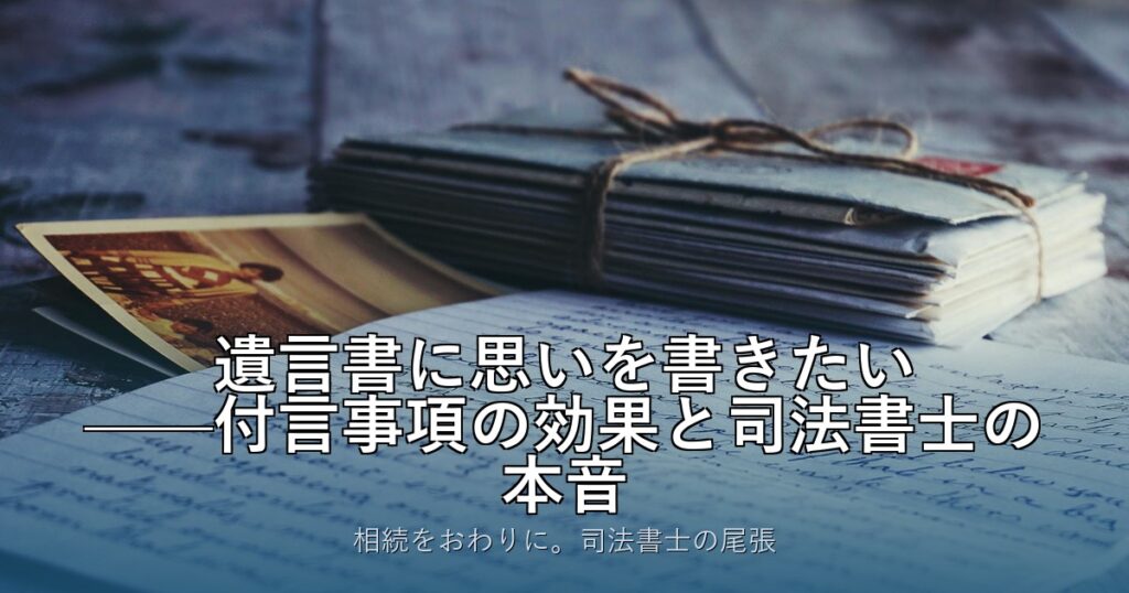 遺言書に思いを書きたい——付言事項の効果と司法書士の本音