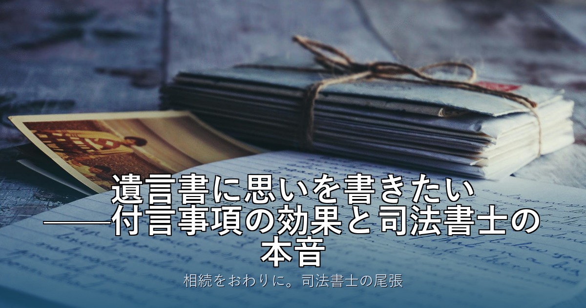 遺言書に思いを書きたい——付言事項の効果と司法書士の本音